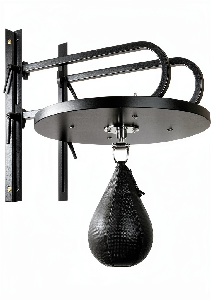 Athlete using WYGVNR speed bag platform in a home gym